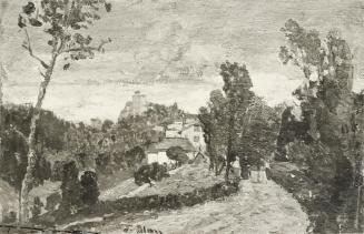 Tina Blau, Bad Kreuzen bei Grein, 1896, Öl auf Malkarton, 17,5 × 26 cm, unbekannter Verbleib