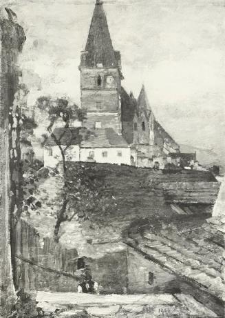 Tina Blau, Weissenkirchen, 1909, Öl auf Karton, 32 × 24 cm, unbekannter Verbleib