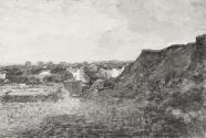Tina Blau, Sandgrube mit Blick auf Pötzleinsdorf, 1911/1916, Öl auf Holz, 23 × 34 cm, Wien Muse ...
