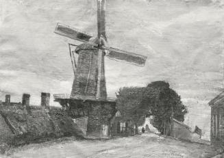 Tina Blau, Windmühle in Papendrecht, 1907, Öl auf Leinwand, 35 × 48,1 cm, unbekannter Verbleib