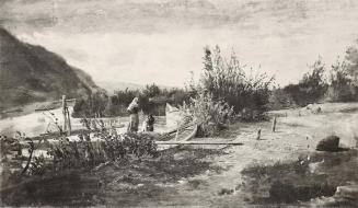 Tina Blau, Am Fluß, um 1865/1868, Öl auf Leinwand, unbekannter Verbleib