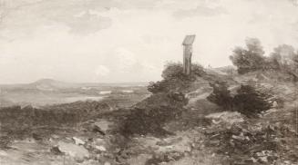 Tina Blau, Landschaft mit Bildstock, um 1870, Öl auf Leinwand, unbekannter Verbleib