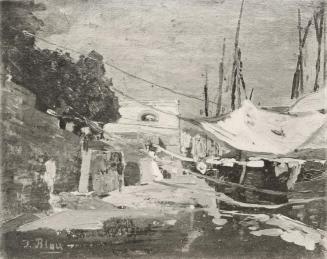 Tina Blau, Am Tiber, 1886, Öl auf Holz, 18 × 23 cm, unbekannter Verbleib