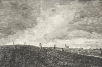 Tina Blau, Aufsteigendes Wetter (Rothenburg ob der Tauber), 1888, Öl auf Karton, 32 × 46 cm, un ...