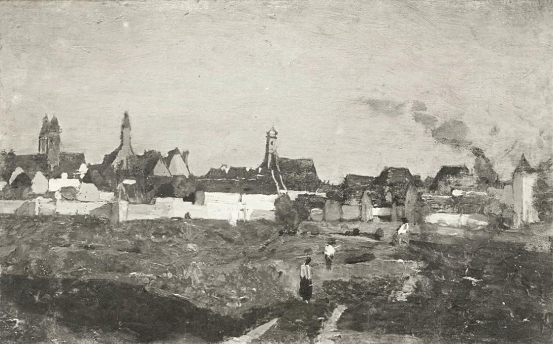 Tina Blau, Rothenburg ob der Tauber, 1888, Öl auf Holz, unbekannter Verbleib