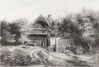 Tina Blau, Bauernhaus, um 1865/1866, Öl, unbekannter Verbleib