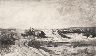 Tina Blau, Weite Landschaft, um 1870, Öl auf Papier, unbekannter Verbleib
