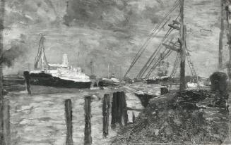 Tina Blau, Aus dem Hamburger Hafen, 1904, Öl auf Holz, 17,5 × 26,5 cm, unbekannter Verbleib