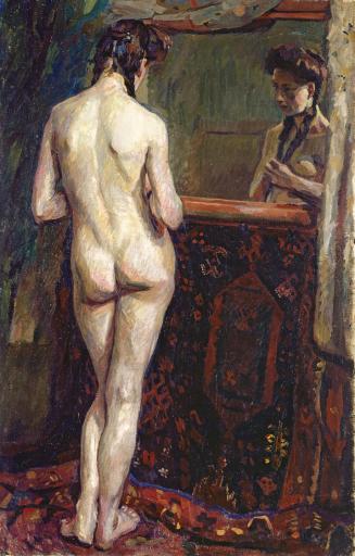 Alfred Wickenburg, Rückenakt vor Spiegel, 1909/1910, Öl auf Leinwand, 140 × 90 cm, Verbleib unb ...