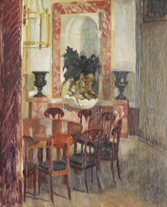Alfred Wickenburg, Der Salon, Gleichenberg, 1904/1905, Öl auf Leinwand, 74 × 60 cm, Privatbesit ...