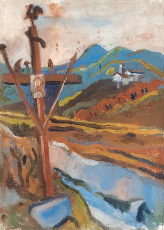 Alfred Wickenburg, Wegkreuz II, 1921/1922, Öl auf Leinwand, 63 × 45 cm, Privatbesitz
