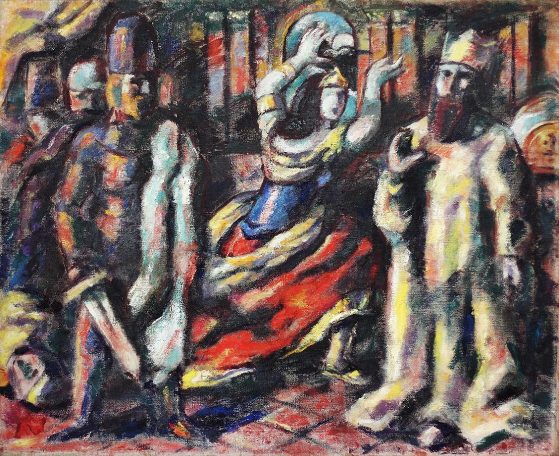 Alfred Wickenburg, Der Königsmord, 1928, Öl auf Leinwand, 90 × 108,7 cm, Privatbesitz, Graz