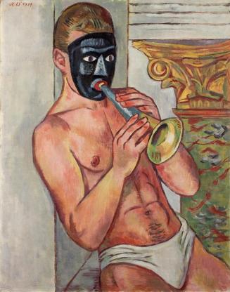 Alfred Wickenburg, Mann mit Maske, 1937, Öl auf Leinwand, 92 × 73 cm, Privatbesitz, USA