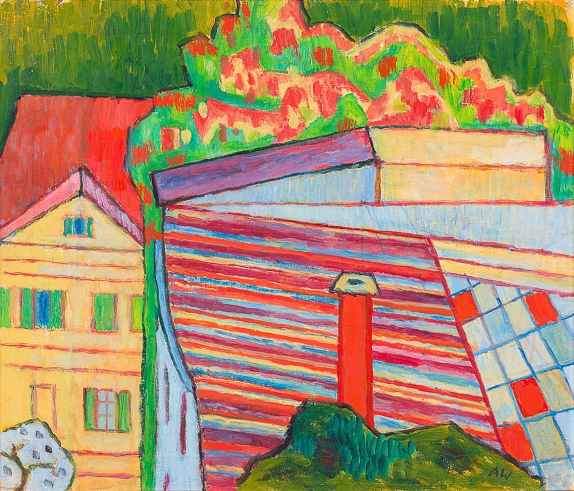 Alfred Wickenburg, Laimburggasse, um 1950, Öl auf Leinwand, 55 × 65 cm, Privatbesitz