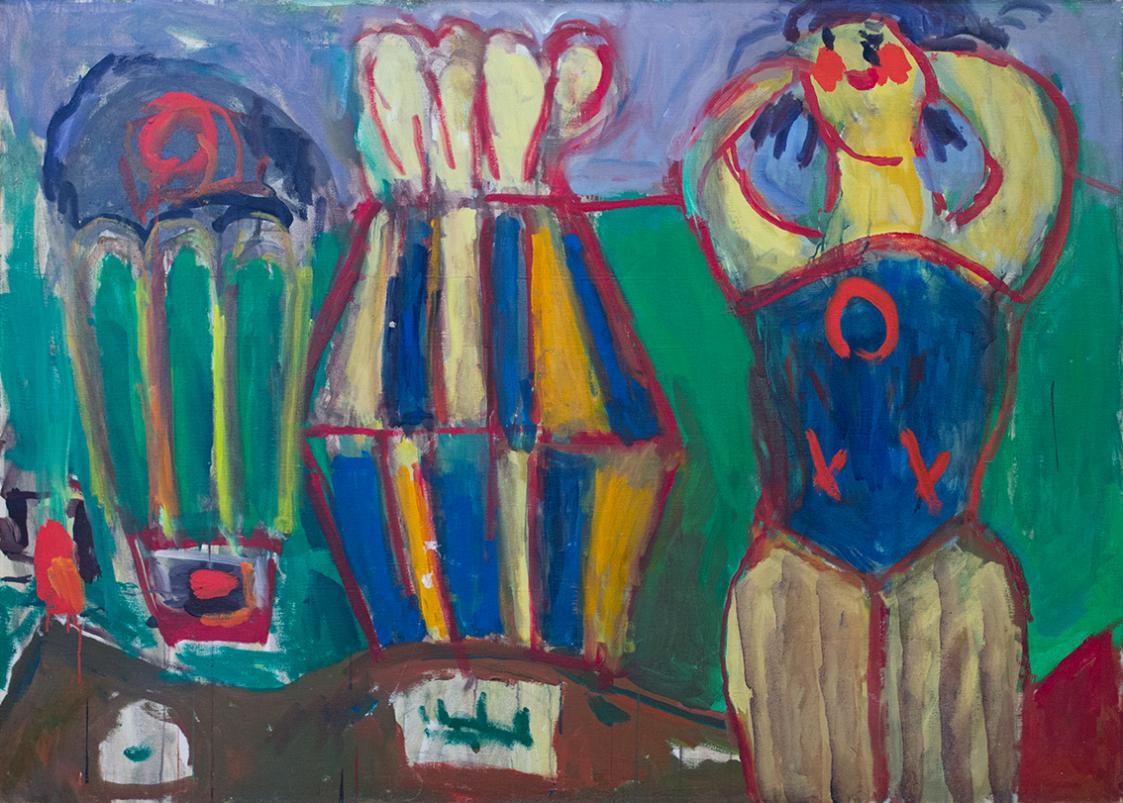 Alfred Wickenburg, Zirkus II, 1975/1978, Öl auf Leinwand, 100 × 140 cm, Privatbesitz, Graz