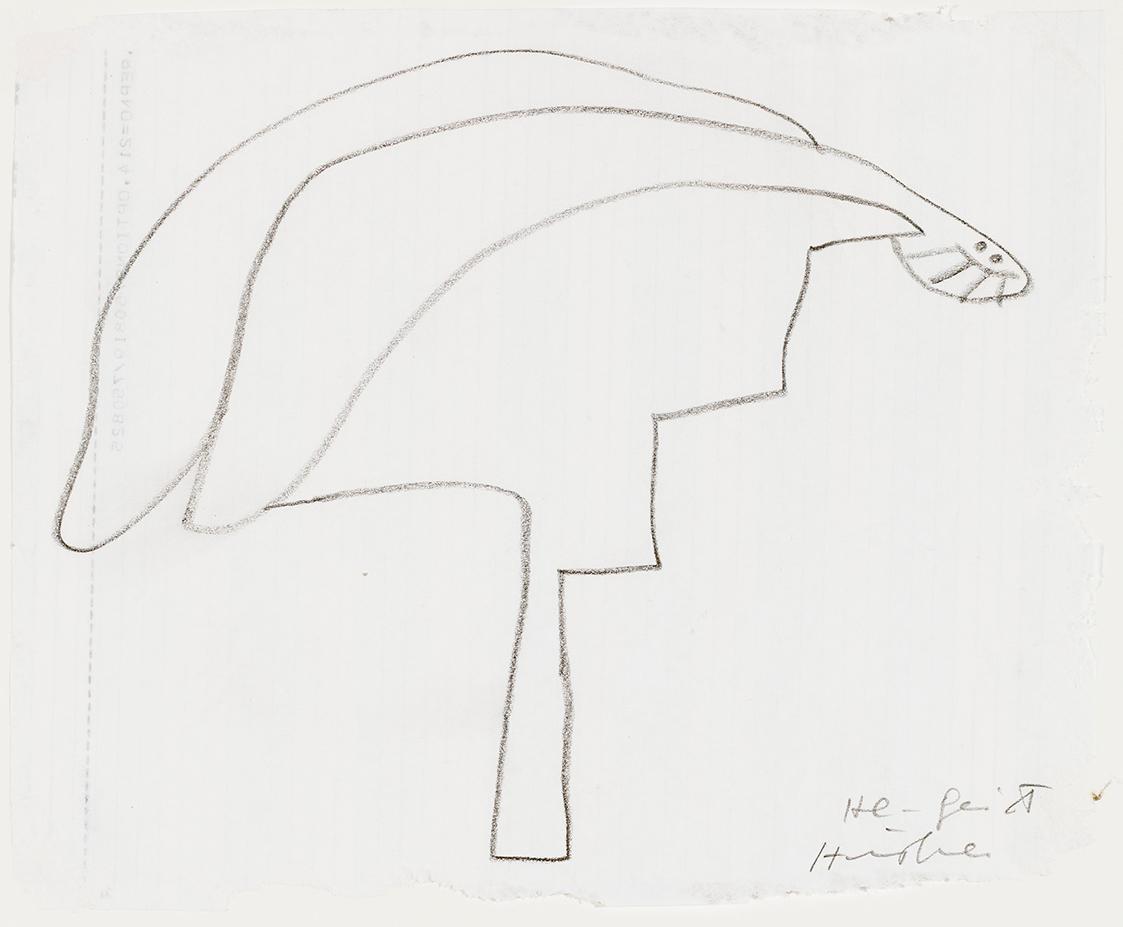 Kurt Hüpfner, "He–Geist", um 1980, Bleistift auf Papier, kaschiert auf Karton, 17,5 × 21 cm, Pr ...