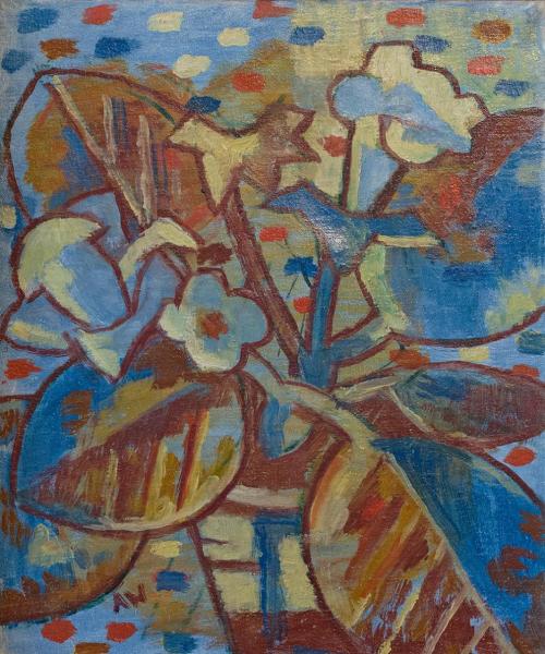 Alfred Wickenburg, Blumenstock, um 1950, Öl auf Leinwand, 43,5 × 36 cm, Privatbesitz, Wien