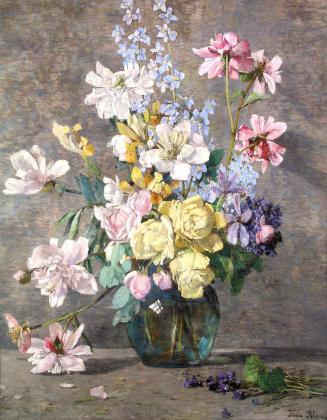 Tina Blau, Großes Blumenstück (Pfingststrauß), um 1890, Öl auf Leinwand, 90 × 71,3 cm, Privatbe ...