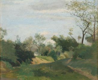 Tina Blau, Landschaft, um 1867/1868, Öl auf Karton, 25,5 × 30,5 cm, Privatbesitz, Wien