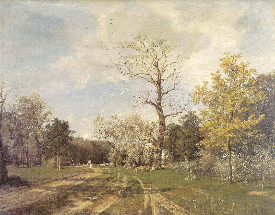 Tina Blau, Frühlingstag im Prater, um 1881/1882, Öl auf Leinwand, 73 × 94 cm, Privatbesitz