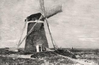 Tina Blau, Windmühle in Veere, 1906, Öl auf Holz, 17,5 × 27 cm, unbekannter Verbleib