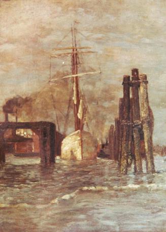 Tina Blau, Kleiner Grasbrook, Hamburg, 1904, Öl auf Holz, 38,7 × 28,8 cm, unbekannter Verbleib