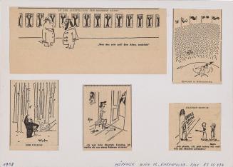 Kurt Hüpfner, Ohne Titel, 1958, Bedrucktes Papier, kaschiert auf Karton, 21,5 × 30 cm, Privatbe ...