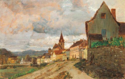 Tina Blau, Weissenkirchen, 1910, Öl auf Holz, 17 × 26 cm, Privatbesitz, Courtesy Auktionshaus i ...