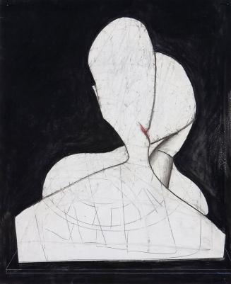 Kurt Hüpfner, Wem die Stunde schlägt, 1966, Kreide und Buntstift auf Papier, 63,7 × 52,5 cm, Pr ...