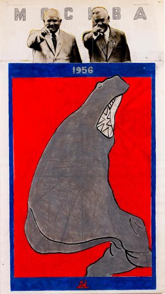 Kurt Hüpfner, Tauwetter, 1967, Collage und Fettkreide auf Papier, 111 × 62,5 cm, Privatbesitz,  ...