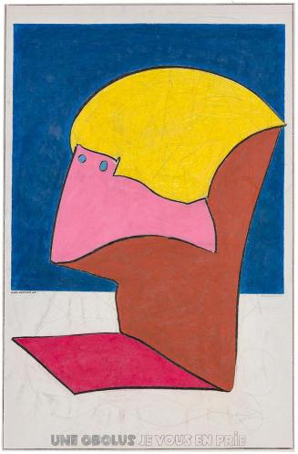 Kurt Hüpfner, Une obolus je vous en prie, 1968, Fettkreide auf Papier, 87,2 × 57 cm, Privatbesi ...