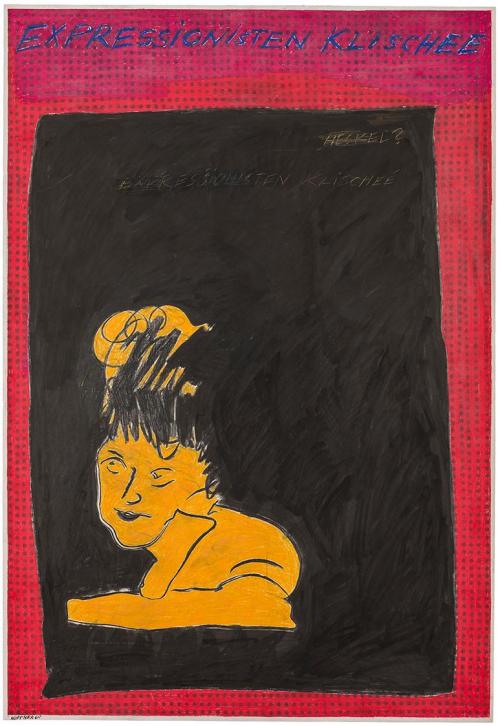Kurt Hüpfner, Expressionisten Klischeé, 1969, Kreide auf Papier, 84 × 57,5 cm, Privatbesitz, Wi ...