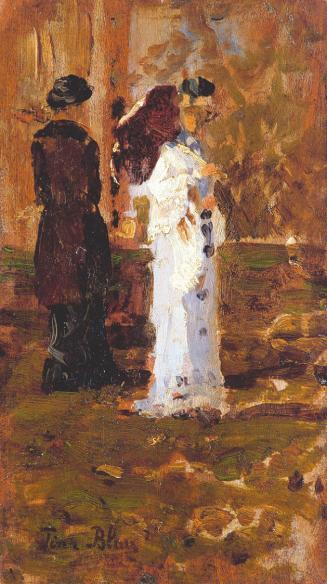 Tina Blau, Sarah Bernard, 1882, Öl auf Holz, 22 × 12,5 cm, Privatbesitz, Courtesy Galerie bei d ...