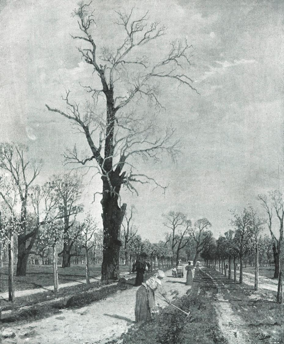 Tina Blau, Seitenallee des Praters im Frühling, um 1885/1900, Öl auf Leinwand, 111 × 92 cm, unb ...