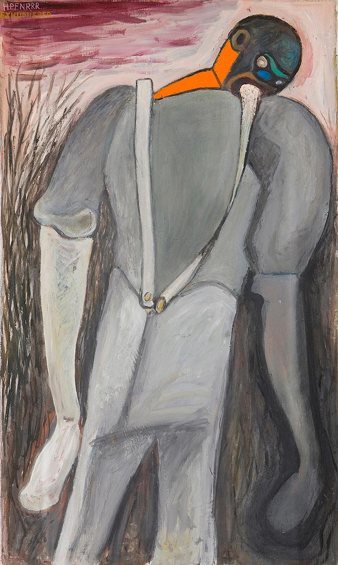 Kurt Hüpfner, Exhumierer, 1992, Acryl auf Resopal, 60 × 37 cm, Privatbesitz, Wien