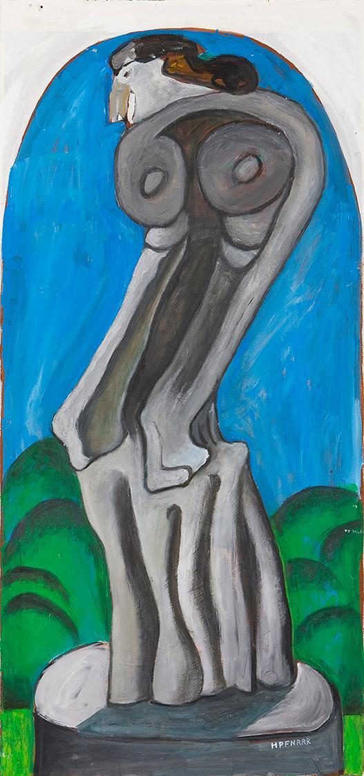 Kurt Hüpfner, Reiseziel, 1992, Acryl auf Sperrholz, 80,5 × 40,5 cm, Privatbesitz, Wien
