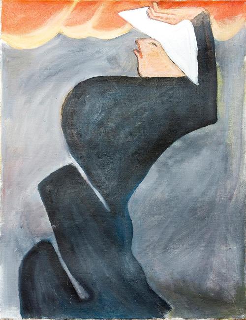 Kurt Hüpfner, Hl. Katharina von Siena, 2003, Acryl auf Leinen, 71 × 55 cm, Privatbesitz, Wien