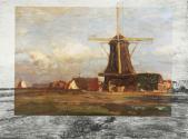 Tina Blau, Alte Mühle. Zwyndrecht, 1905, Öl auf Karton, 33 × 44 cm, Privatbesitz