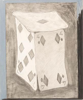 Kurt Hüpfner, Kartenhaus, um 1960, Bleistift auf Papier, 33 × 27,3 cm, Privatbesitz, Wien