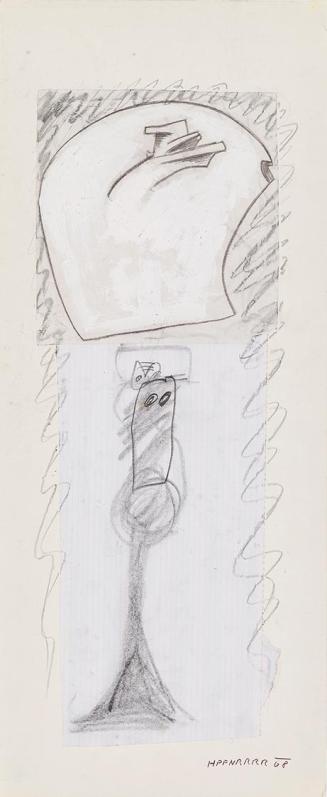 Kurt Hüpfner, Papa, 1968, Kreide und Deckweiß auf Papier, kaschiert auf Karton, 60,5 × 25 cm, P ...