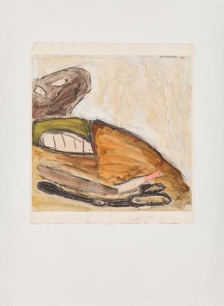 Kurt Hüpfner, Ohne Titel, 1965, Gouache auf Papier, kaschiert auf Karton, 35,2 × 32 cm, Privatb ...