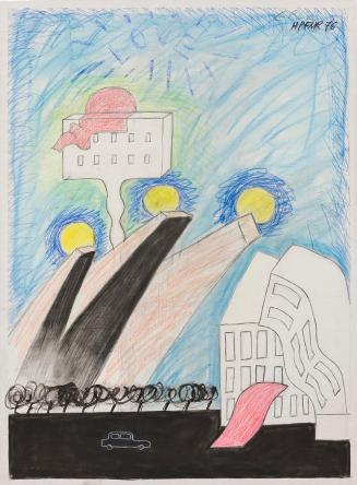 Kurt Hüpfner, Ohne Titel, 1976, Pastell und Buntstift auf Papier, 69,2 × 56,2 cm, Privatbesitz, ...