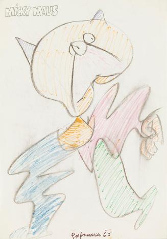 Kurt Hüpfner, Micky Maus, 1965, Bleistift und Buntstift auf Papier, 29,7 × 21 cm, Privatbesitz, ...