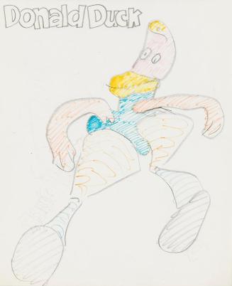 Kurt Hüpfner, Donald Duck, um 1965, Bleistift und Buntstift auf Papier, 25,2 × 21 cm, Privatbes ...