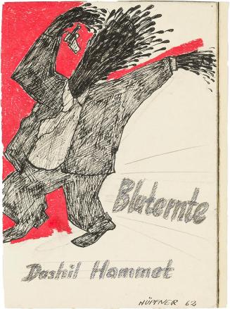Kurt Hüpfner, Bluternte, 1962, Tusche, Bleistift und rote Kreide auf Papier, kaschiert auf Kart ...