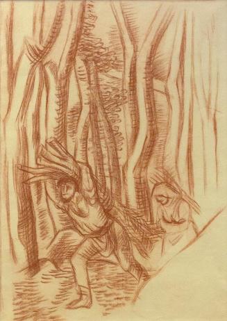 Alfred Wickenburg, Bäuerliches Paar, 1938/1939, Braune Kreide auf Papier, Blattmaße: 62 × 48,5  ...