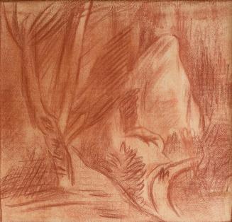 Alfred Wickenburg, Landschaft, um 1934, Rötel auf Papier, Blattmaße: 44,5 × 51,8 cm, Leihgabe a ...