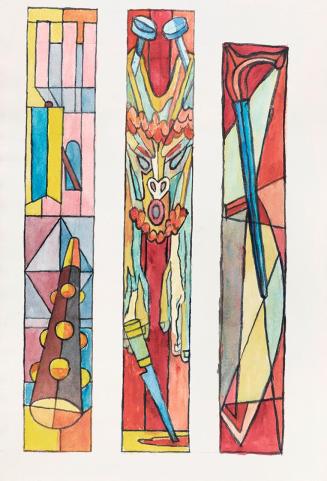 Alfred Wickenburg, Drei Glasfensterentwürfe für die St. Josefskirche in Greith: Apostelsymbole  ...