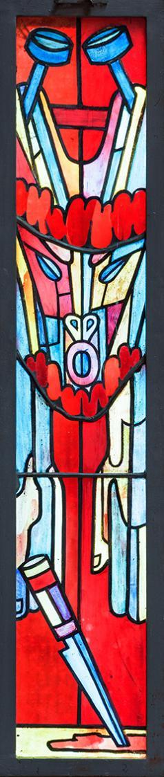 Alfred Wickenburg, Hl. Bartholomäus, 1962, Bleiverglasung, 100 × 20,2 cm, St. Joseph in Greith, ...
