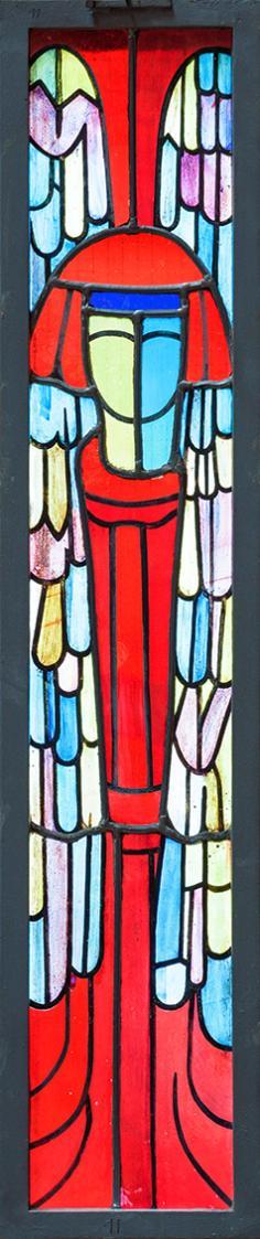 Alfred Wickenburg, Hl. Matthäus, 1962, Bleiverglasung, 100 × 20,2 cm, St. Joseph in Greith, Pfa ...